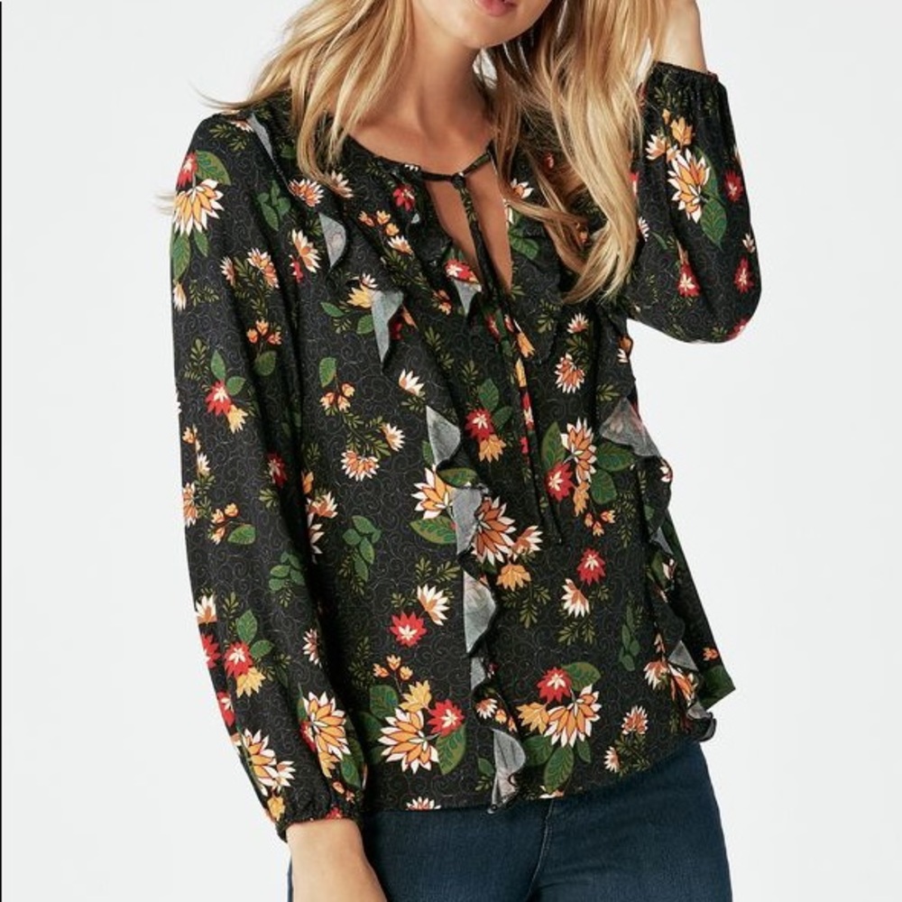 Justfab long sleeve flora print top